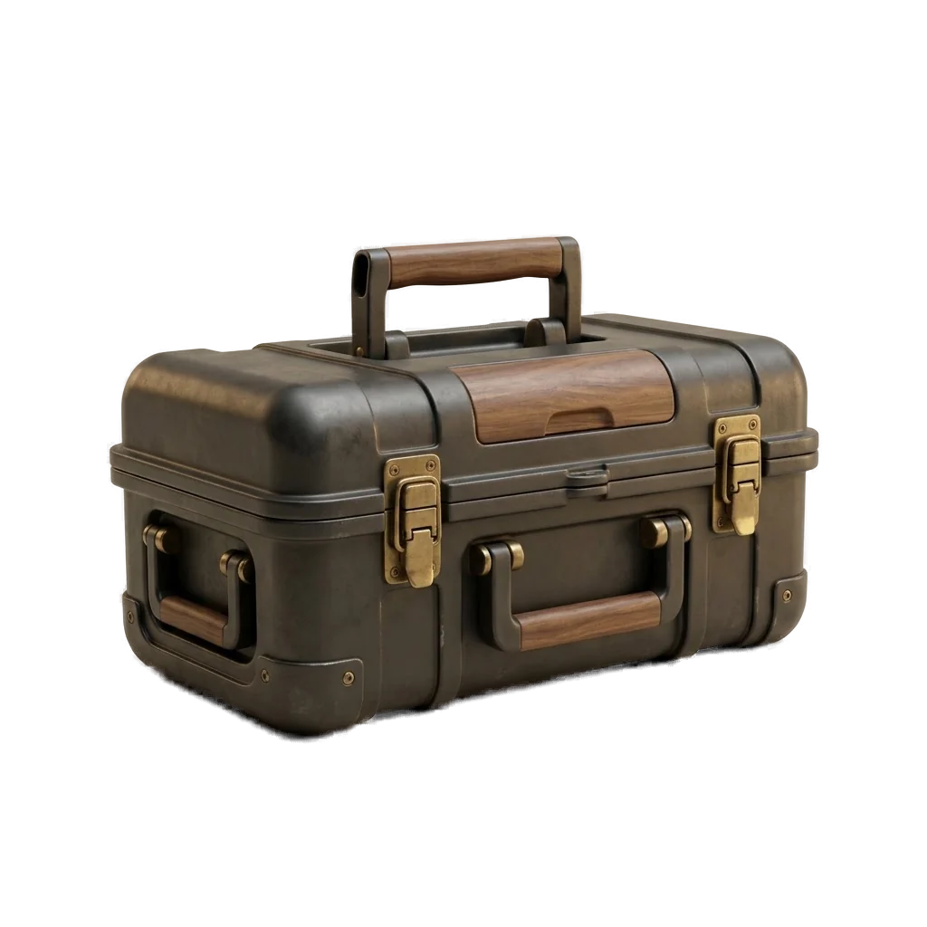 Rugged black equipment case rendered as a hard-surface asset
