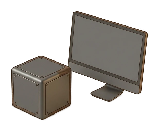 Local workstation and 3D model illustrating the architectural difference between local and cloud generation