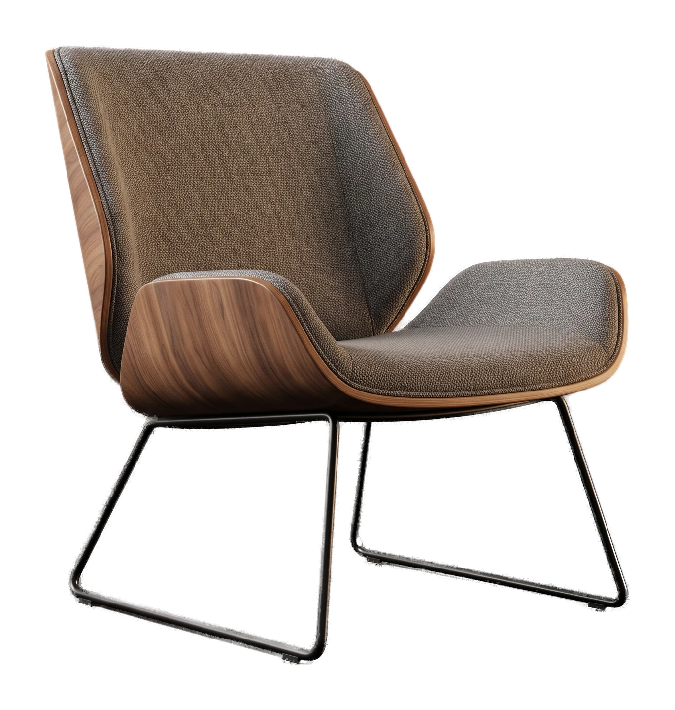 Walnut and upholstered chair illustrating 3D asset creation for interior design
